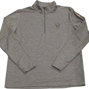 Nike Milwaukee Bucks Gray Dri Fit Pullover 1/4 Zip Basketball Sweatshirt Mens XL